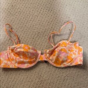Triangl Swimwear Floral Bikini Top - Pink and Orange